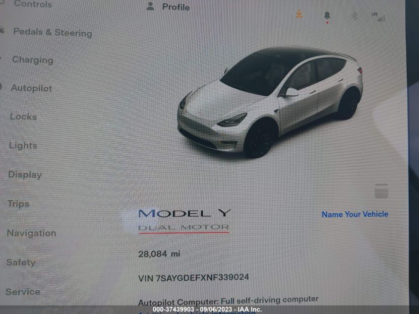 7SAYGDEFXNF339024 Tesla Model Y PERFORMANCE 7