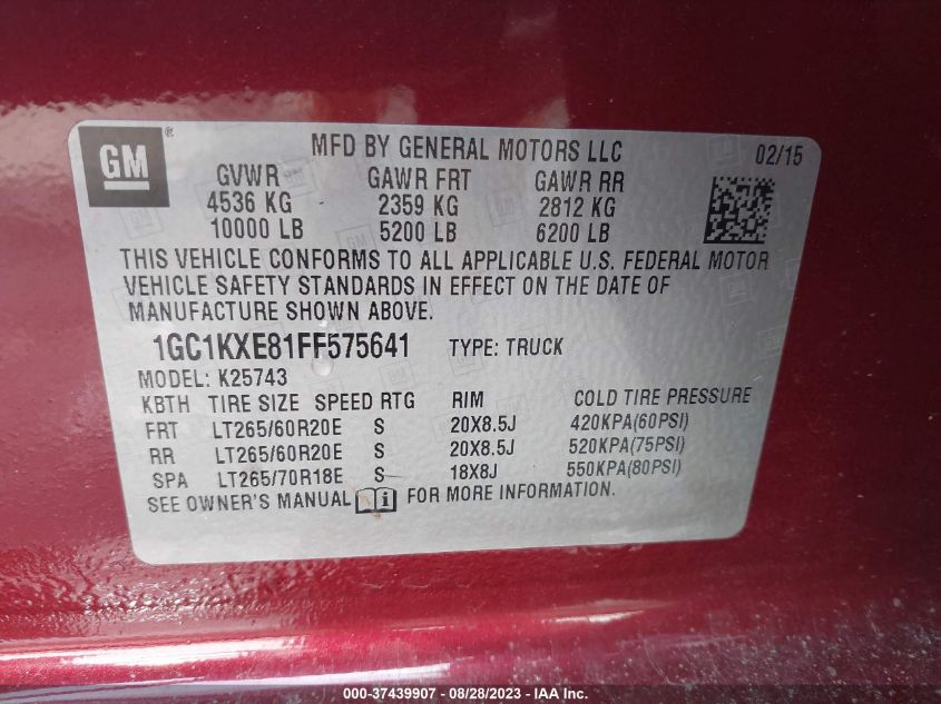 2015 CHEVROLET SILVERADO 2500HD BUILT HIGH COUNTRY 1GC1KXE81FF575641