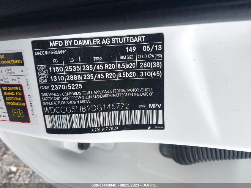 2013 MERCEDES-BENZ GLK-CLASS GLK 350 WDCGG5HB2DG145772