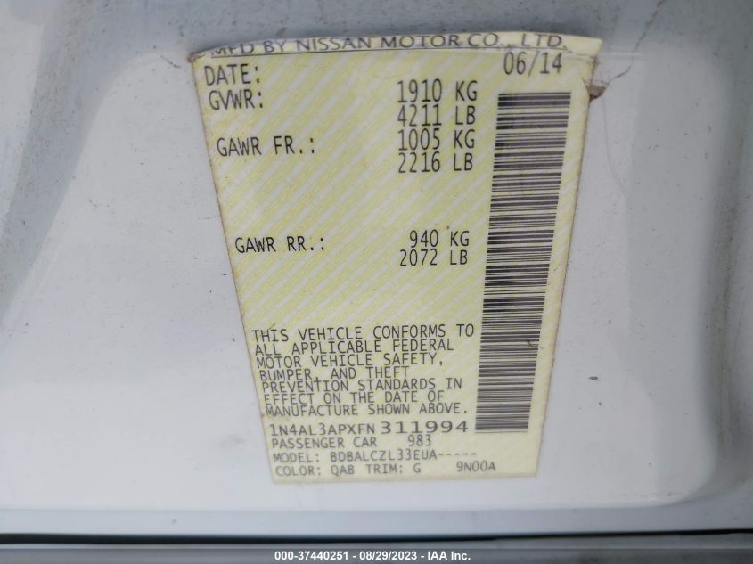 2015 NISSAN ALTIMA 2.5 - 1N4AL3APXFN311994