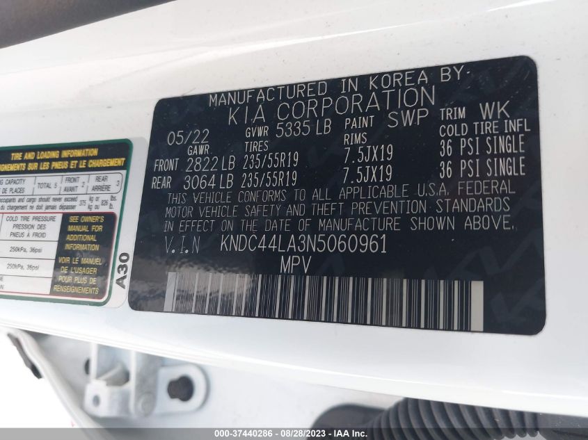 2022 KIA EV6 GT-LINE KNDC44LA3N5060961