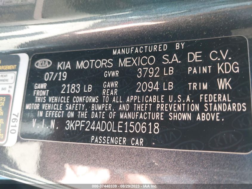 2020 KIA FORTE FE/LXS - 3KPF24AD0LE150618