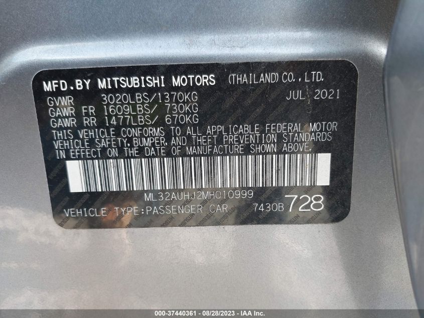 2021 MITSUBISHI MIRAGE ES/LE/CARBONITE EDITION - ML32AUHJ2MH010999