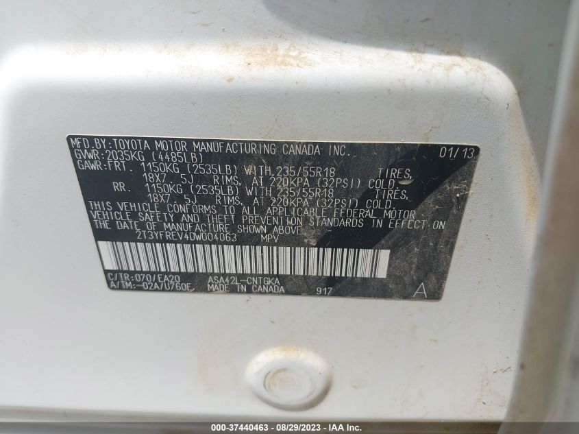2013 TOYOTA RAV4 LIMITED - 2T3YFREV4DW004063
