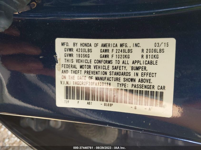 2015 HONDA ACCORD SEDAN LX - 1HGCR2F30FA139128
