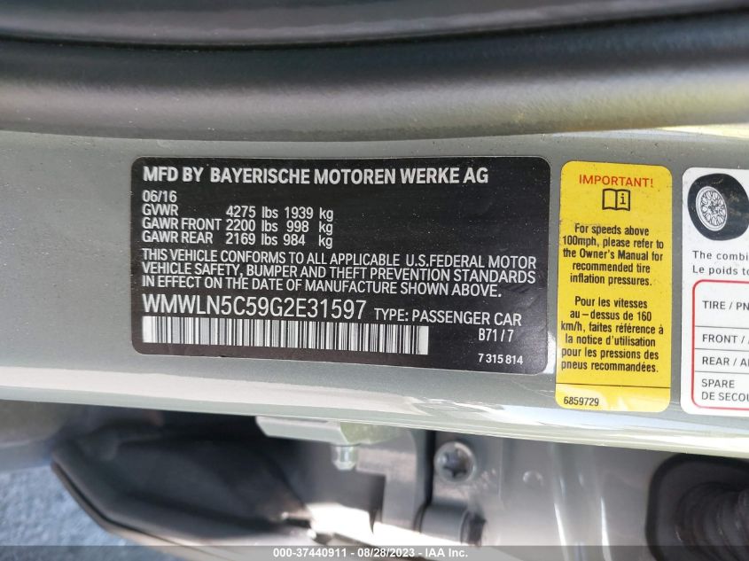 2016 MINI COOPER CLUBMAN - WMWLN5C59G2E31597