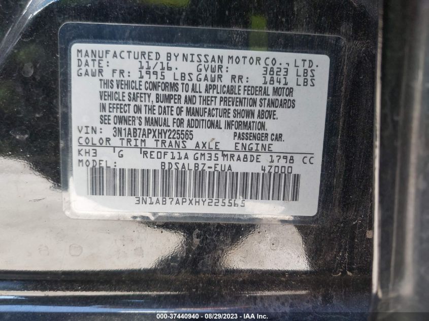 2017 NISSAN SENTRA S - 3N1AB7APXHY225565