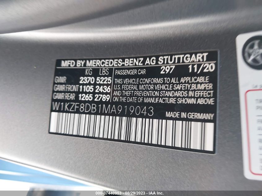 W1KZF8DB1MA919043 2021 MERCEDES-BENZ E-CLASS, photo no. 9