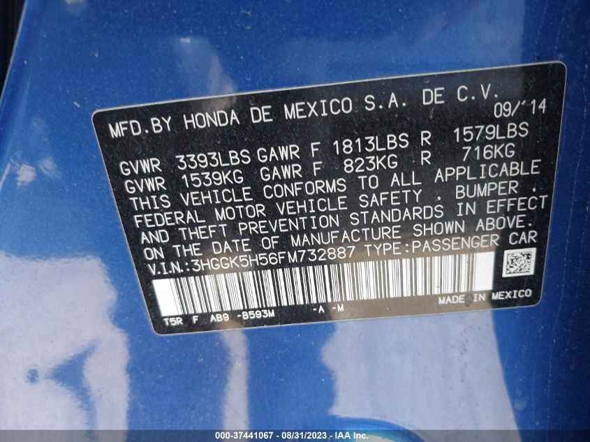 2015 HONDA FIT LX - 3HGGK5H56FM732887
