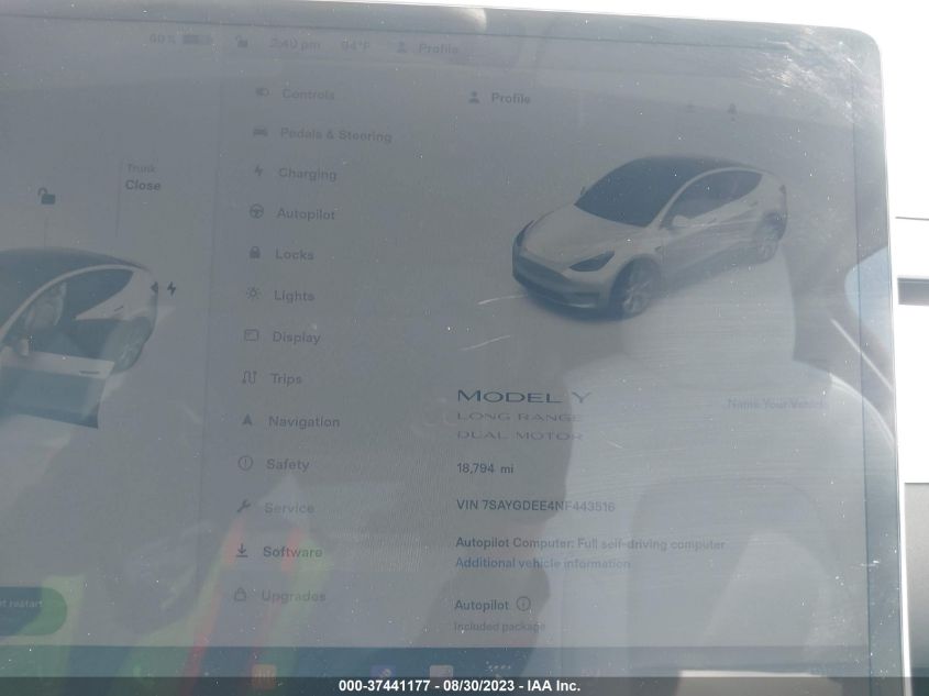 2022 TESLA MODEL Y LONG RANGE - 7SAYGDEE4NF443516