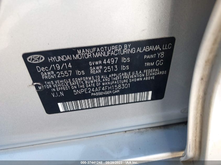 2015 HYUNDAI SONATA 2.4L SE - 5NPE24AF4FH158301