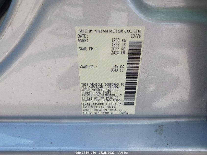 2021 NISSAN ALTIMA 2.5 S - 1N4BL4BV0MN310129