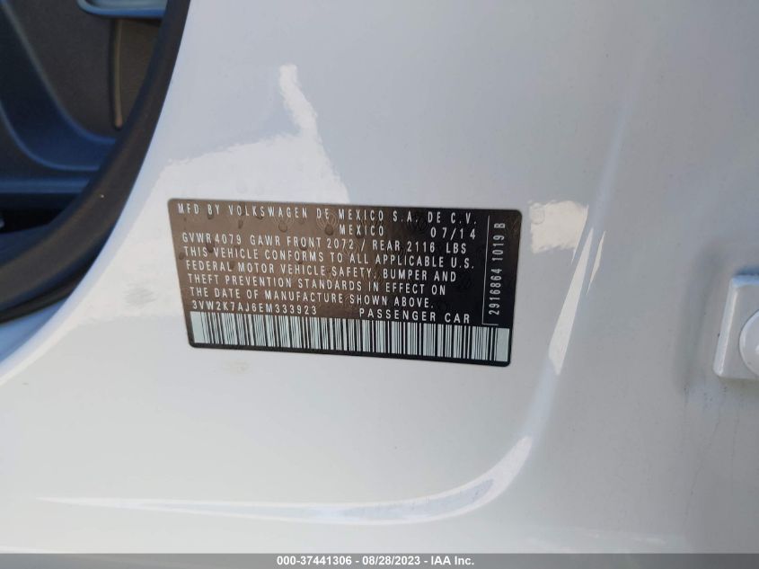 2014 VOLKSWAGEN JETTA SEDAN S - 3VW2K7AJ6EM333923