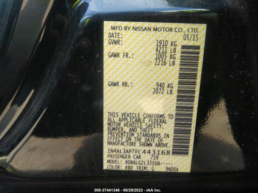 2015 NISSAN ALTIMA 2.5/S/SV/SL - 1N4AL3AP7FC443168