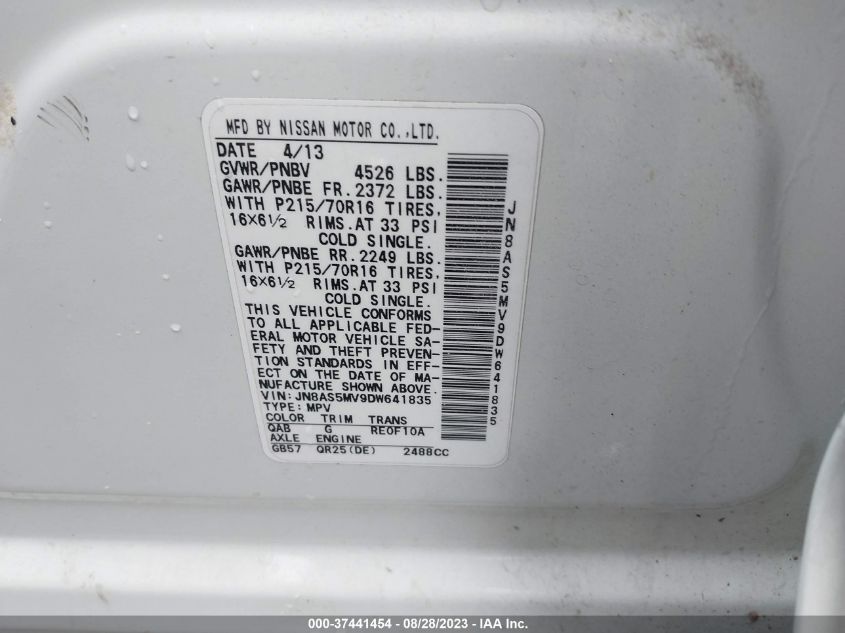 2013 NISSAN ROGUE S - JN8AS5MV9DW641835