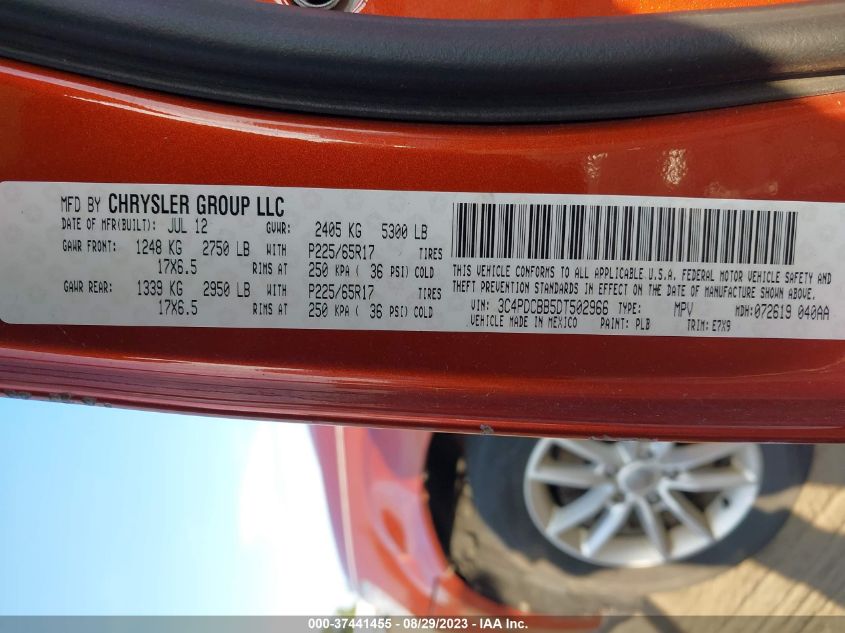 2013 DODGE JOURNEY SXT - 3C4PDCBB5DT502966