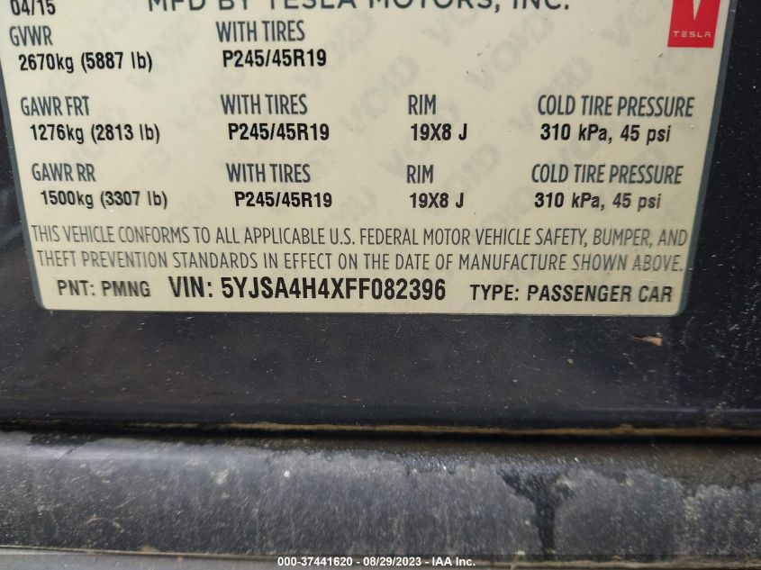 2015 TESLA MODEL S P85D - 5YJSA4H4XFF082396