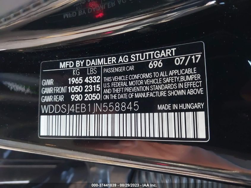 2018 MERCEDES-BENZ CLA 250 - WDDSJ4EB1JN558845