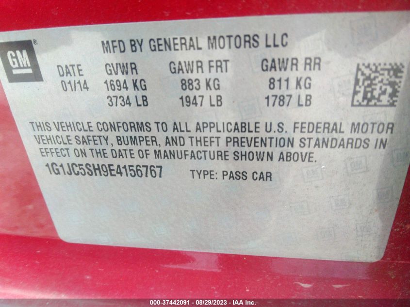 2014 CHEVROLET SONIC LT - 1G1JC5SH9E4156767