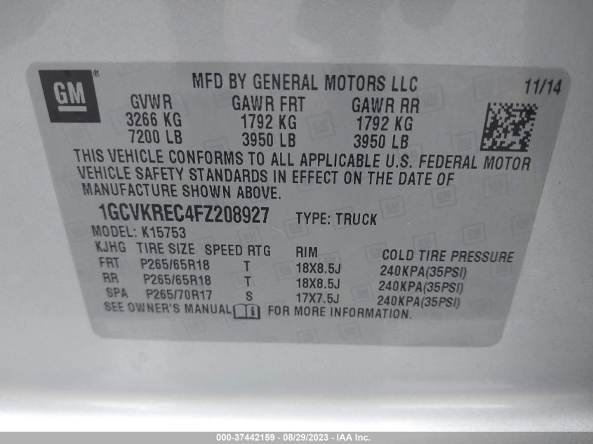 2015 CHEVROLET SILVERADO 1500 LT - 1GCVKREC4FZ208927