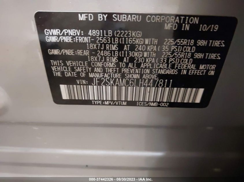2020 SUBARU FORESTER SPORT - JF2SKAMC6LH447811