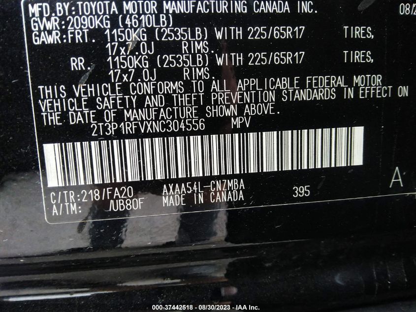 2022 TOYOTA RAV4 XLE/XLE PREMIUM - 2T3P1RFVXNC304556