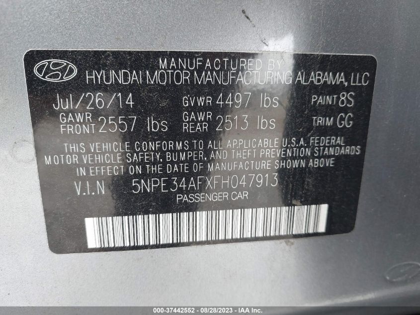 2015 HYUNDAI SONATA 2.4L SPORT - 5NPE34AFXFH047913