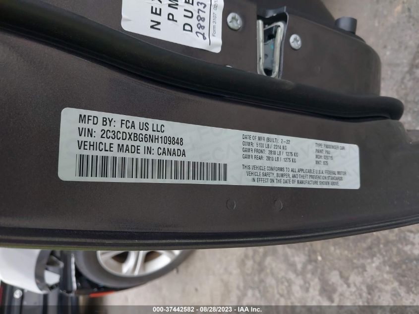 2022 DODGE CHARGER SXT - 2C3CDXBG6NH109848