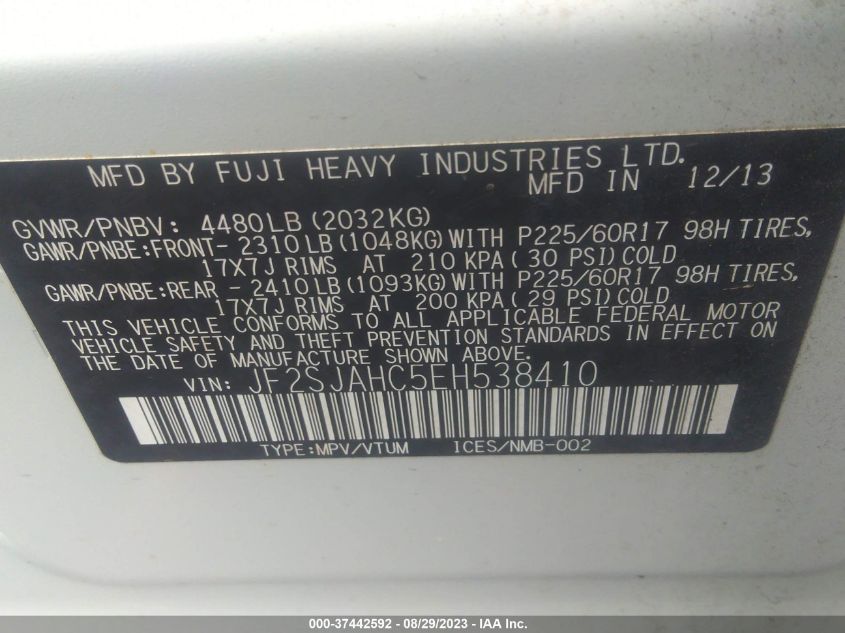 2014 SUBARU FORESTER 2.5I LIMITED - JF2SJAHC5EH538410