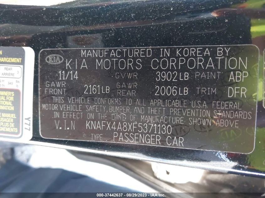 2015 KIA FORTE EX - KNAFX4A8XF5371130