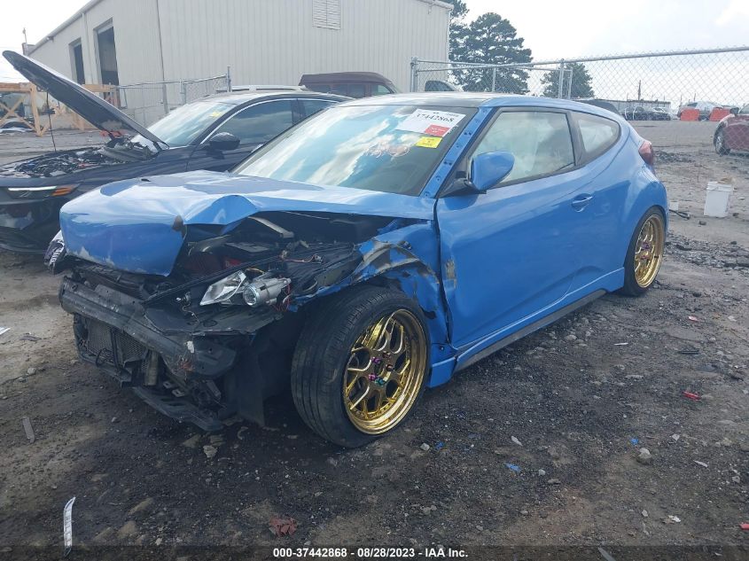 2013 HYUNDAI VELOSTER TURBO W/BLUE INT - KMHTC6AEXDU115877