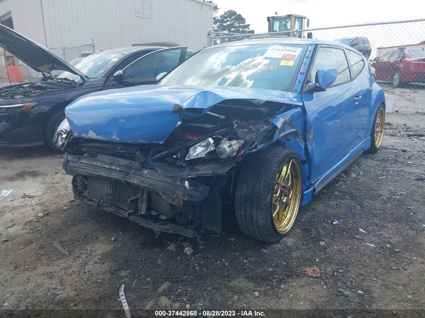2013 HYUNDAI VELOSTER TURBO W/BLUE INT - KMHTC6AEXDU115877