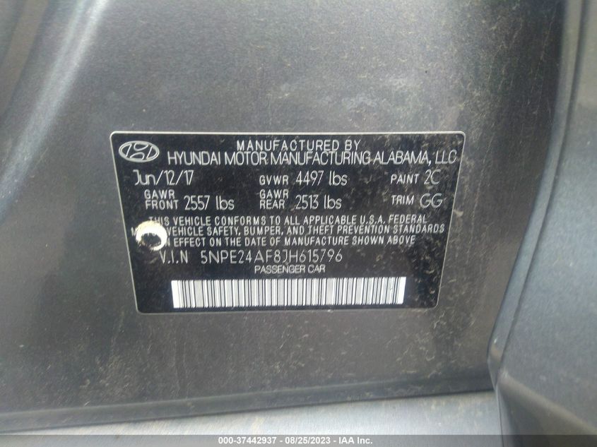 2018 HYUNDAI SONATA SE - 5NPE24AF8JH615796