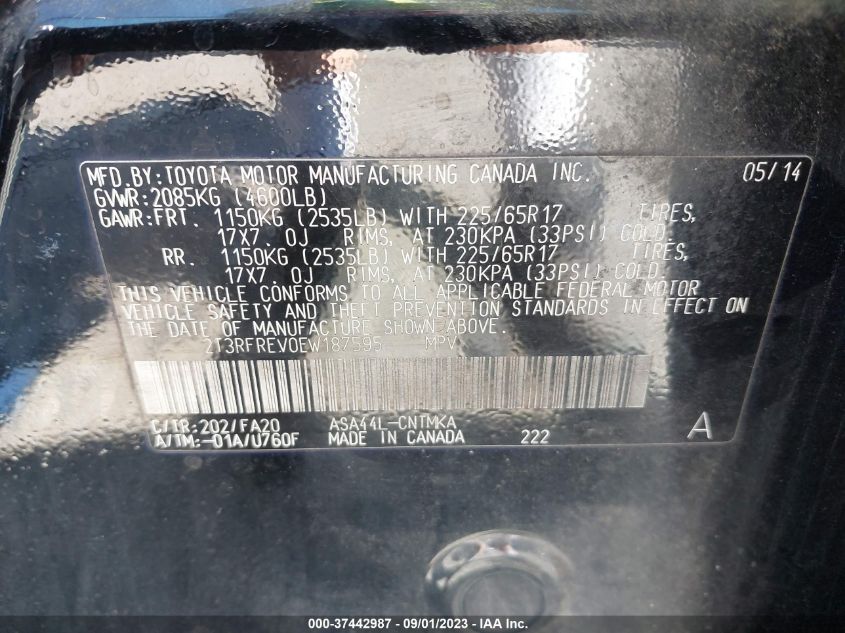 2014 TOYOTA RAV4 XLE - 2T3RFREV0EW187595