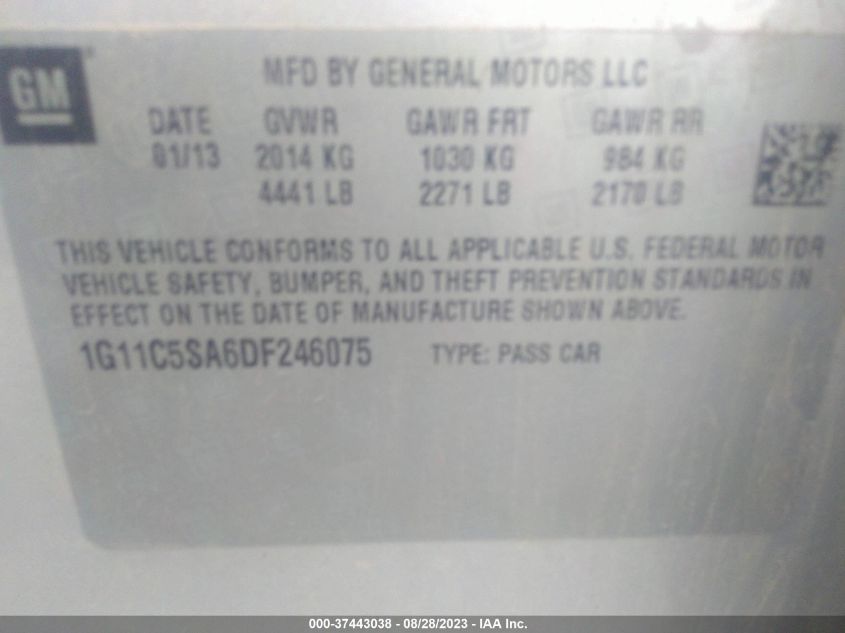 2013 CHEVROLET MALIBU LT - 1G11C5SA6DF246075