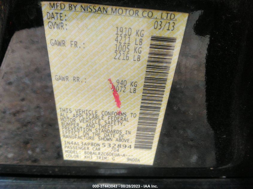 2013 NISSAN ALTIMA 2.5 S - 1N4AL3AP8DN532894