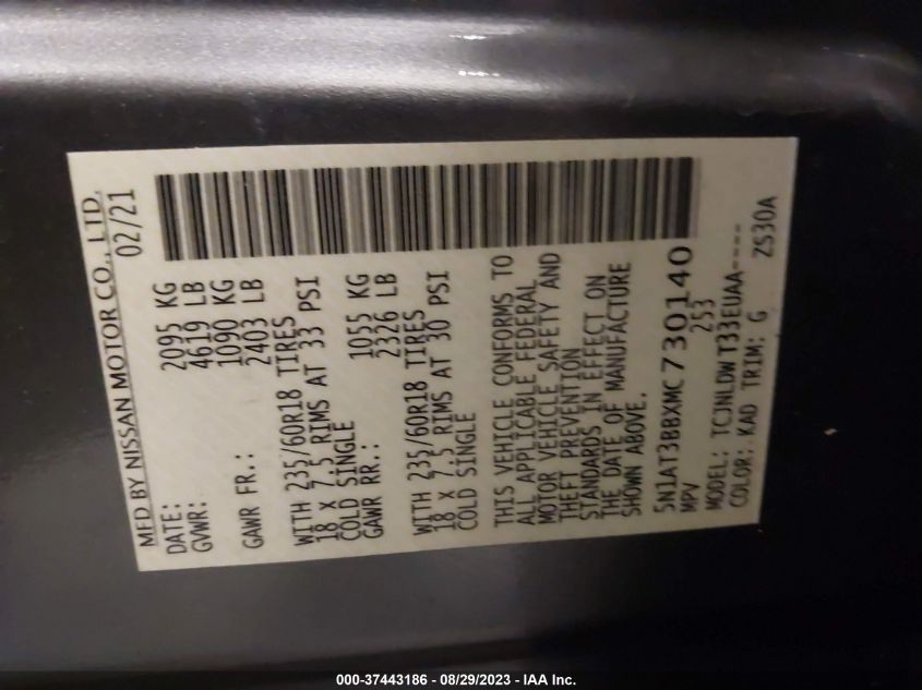 2021 NISSAN ROGUE SV - 5N1AT3BBXMC730140