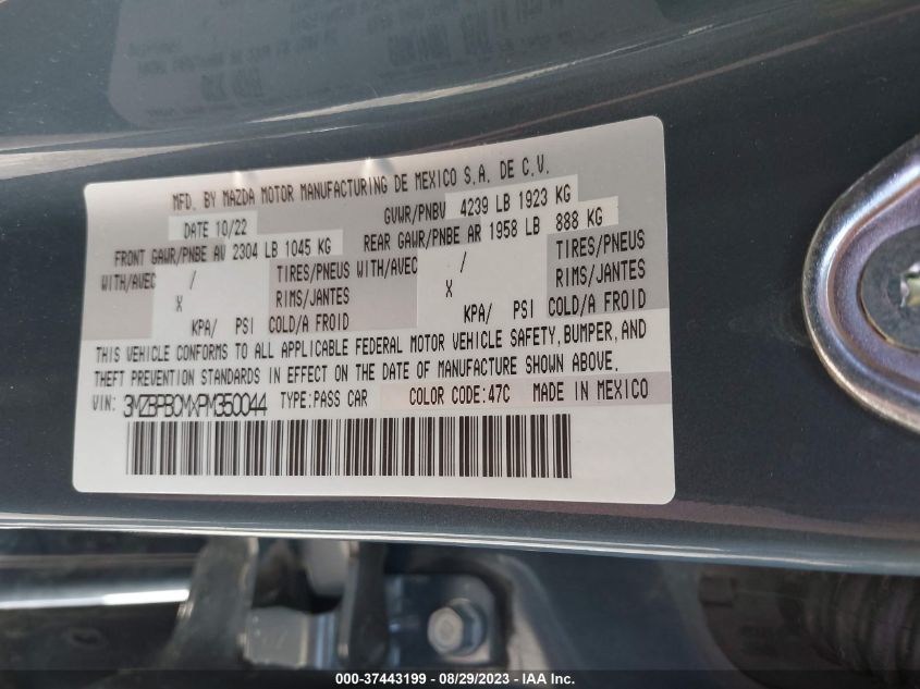 2023 MAZDA MAZDA3 SEDAN 2.5 S CARBON EDITION 3MZBPBCMXPM350044