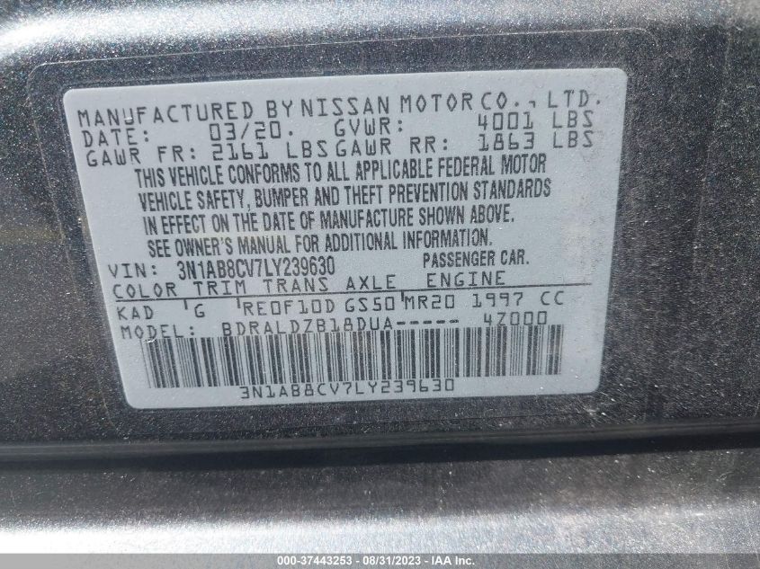 2020 NISSAN SENTRA SV - 3N1AB8CV7LY239630