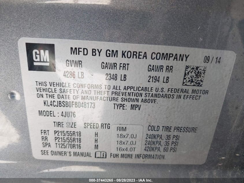 2015 BUICK ENCORE CONVENIENCE - KL4CJBSB0FB048173