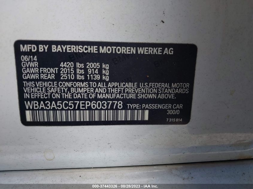 2014 BMW 3 SERIES 328I - WBA3A5C57EP603778