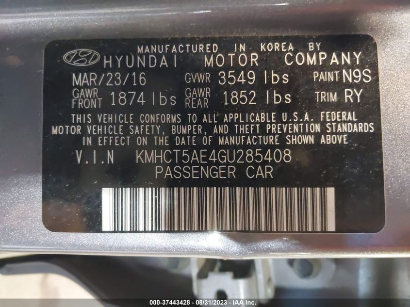 2016 HYUNDAI ACCENT SE - KMHCT5AE4GU285408