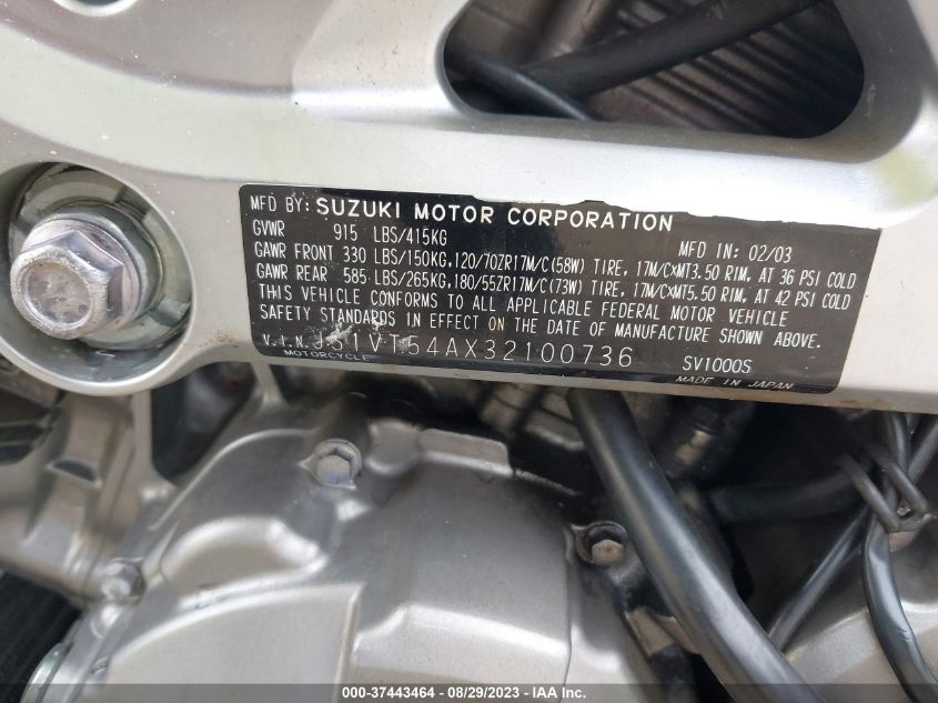 2003 SUZUKI SV1000 SK3 - JS1VT54AX32100736