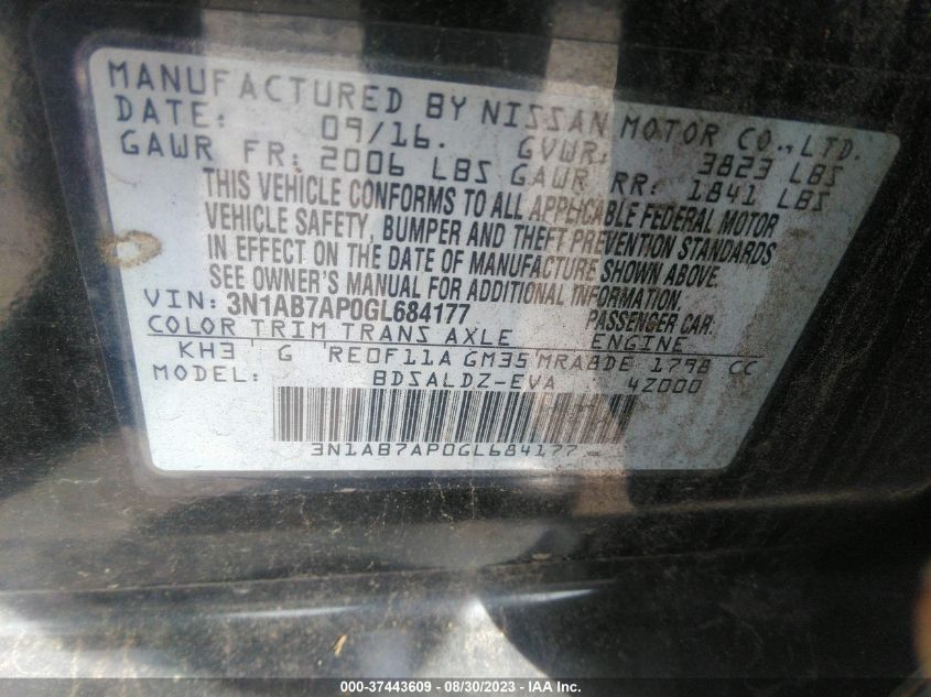 2016 NISSAN SENTRA SV - 3N1AB7AP0GL684177