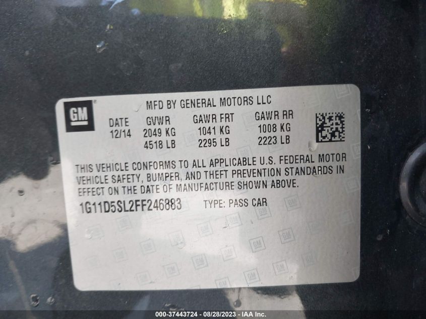 2015 CHEVROLET MALIBU LT - 1G11D5SL2FF246883