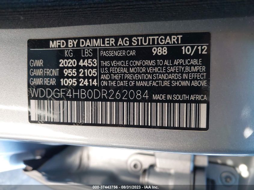 2013 MERCEDES-BENZ C-CLASS C 250 - WDDGF4HB0DR262084