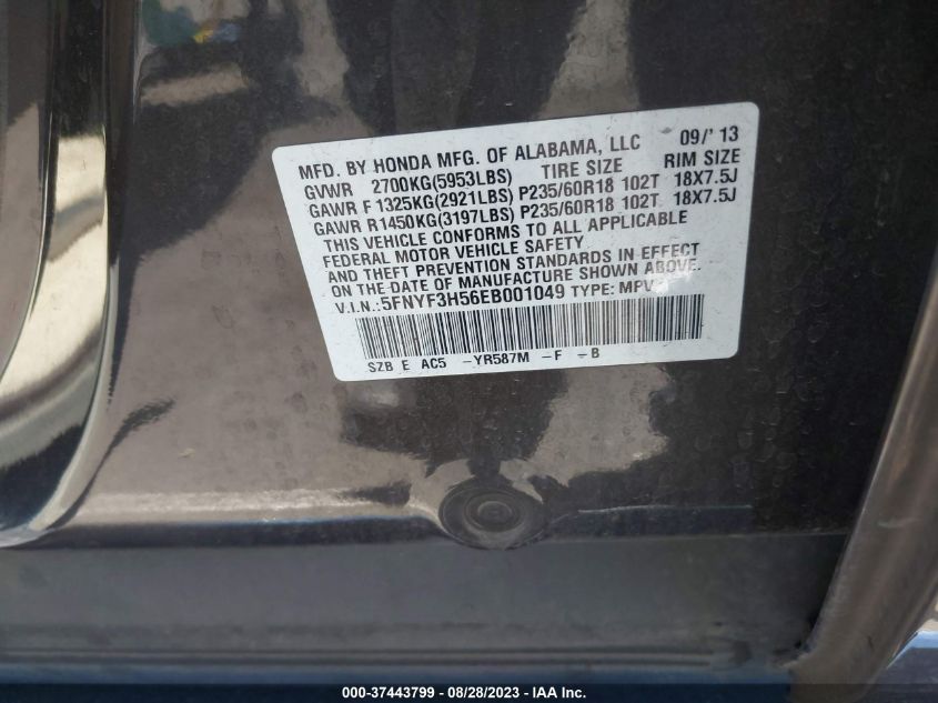 2014 HONDA PILOT EX-L - 5FNYF3H56EB001049