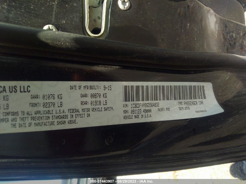 2016 DODGE DART SE - 1C3CDFAA9GD564832