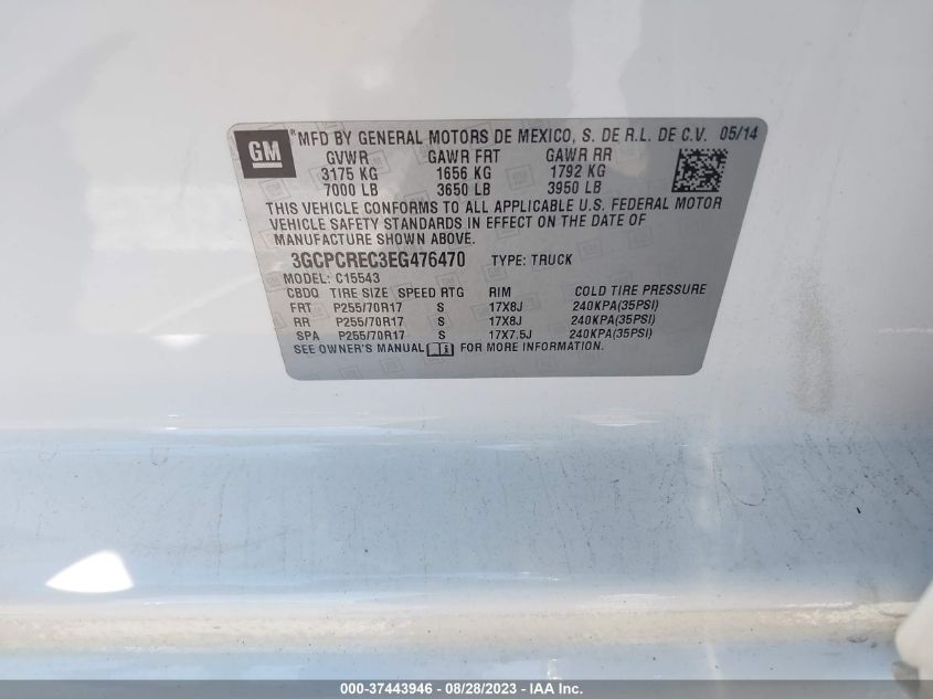 2014 CHEVROLET SILVERADO 1500 LT - 3GCPCREC3EG476470