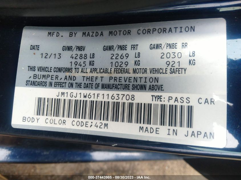 2015 MAZDA 6 GRAND TOURING JM1GJ1W61F163708